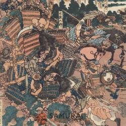 Woodprint The Great Battle between Nitta Yoshisada and Ashikaga Takauji